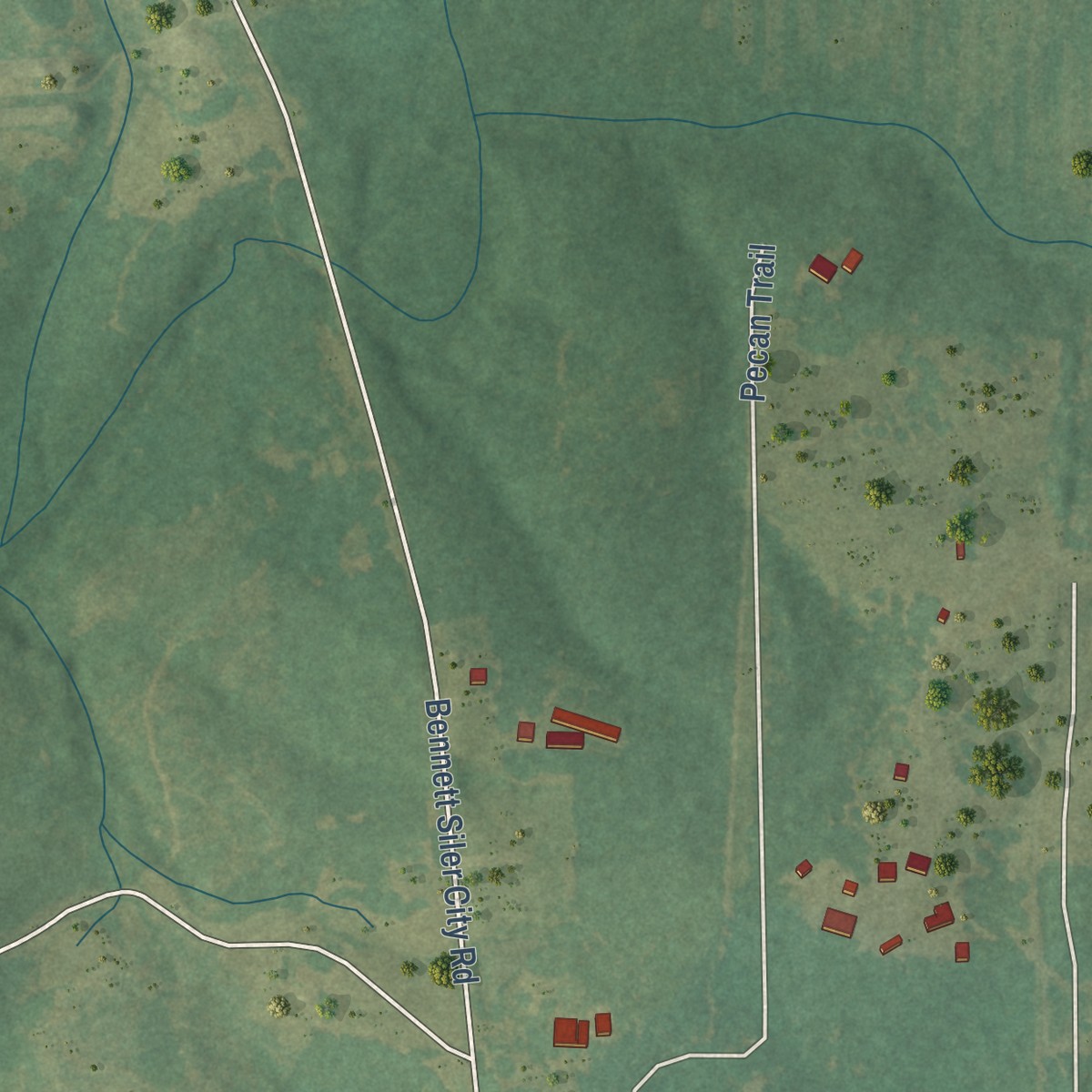 Second close-up of the map of Bennett, North Carolina print showing more streets and buildings