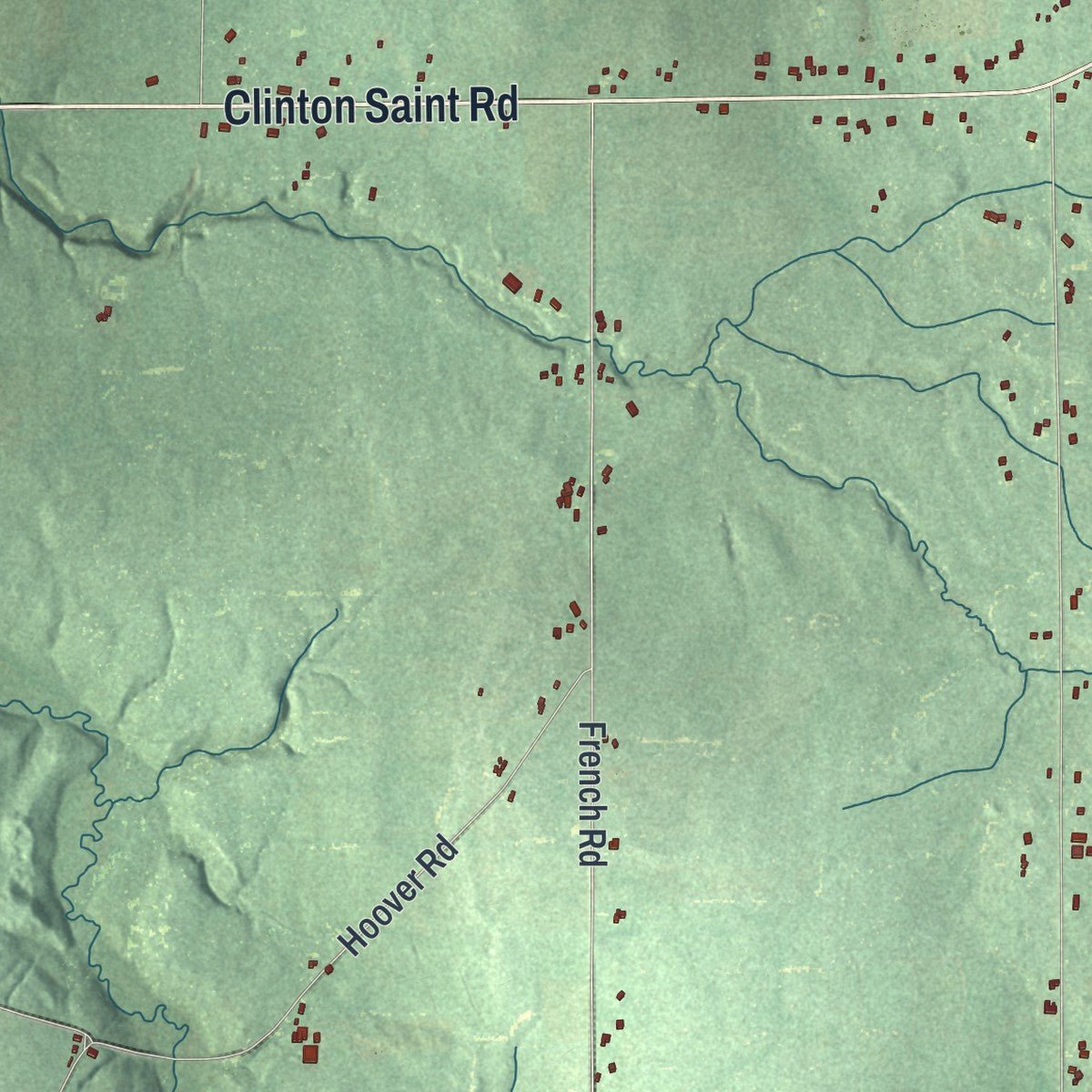 Second close-up of the map of Bennington, New York print showing more streets and buildings