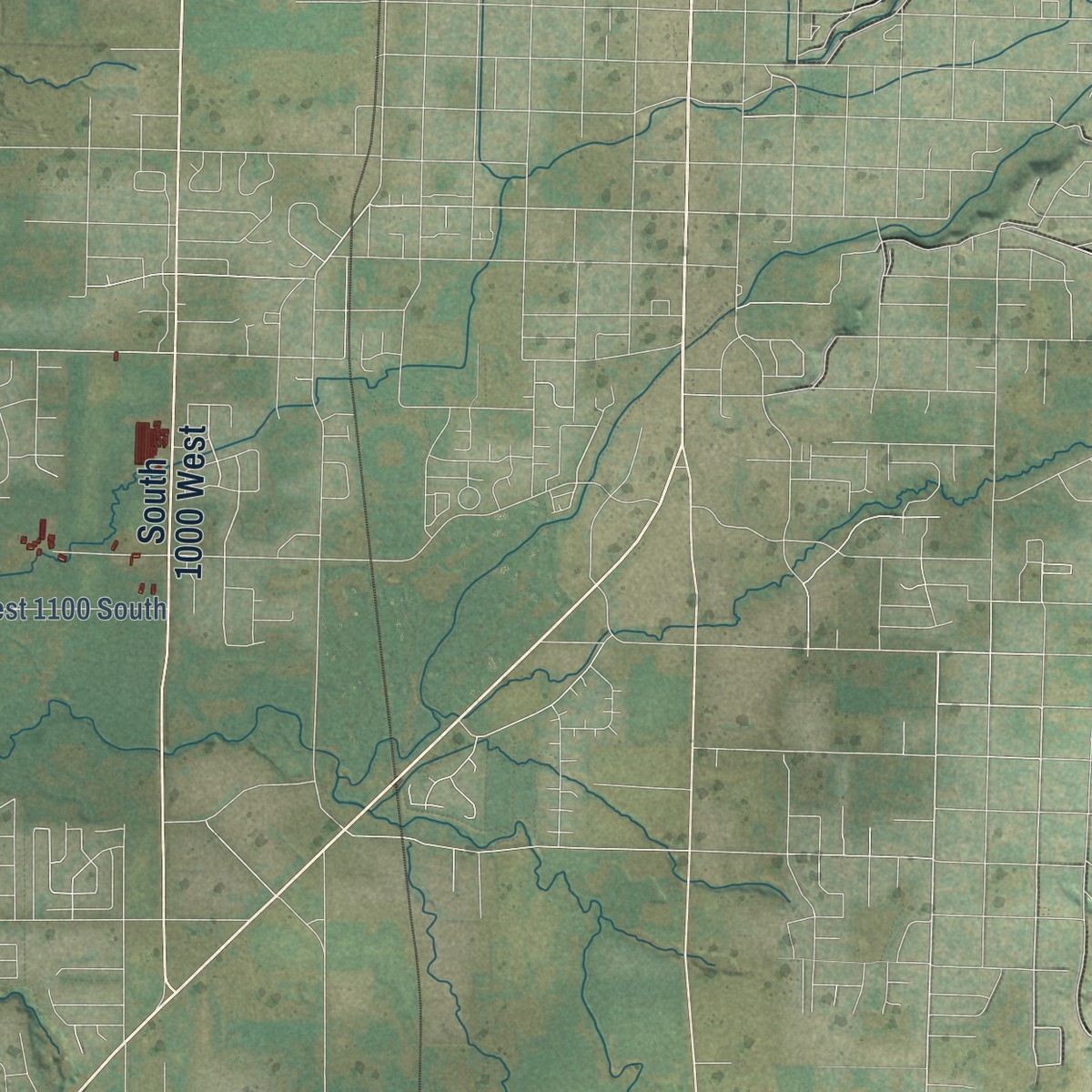 Second close-up of the map of Benson, Utah print showing more streets and buildings