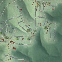 Second close-up of the map of Bent Tree Harbor, Missouri print showing more streets and buildings