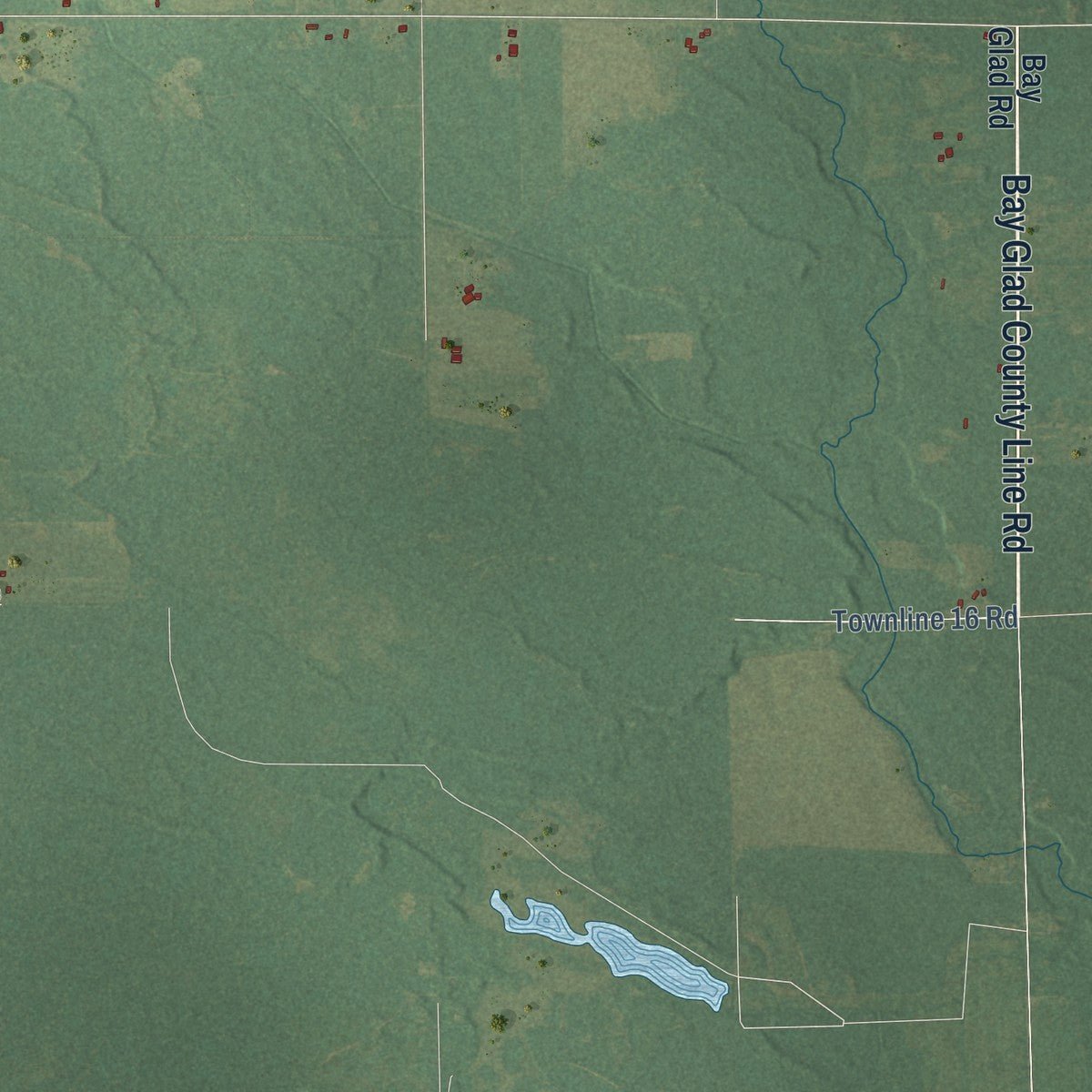 Second close-up of the map of Bentley, Michigan print showing more streets and buildings