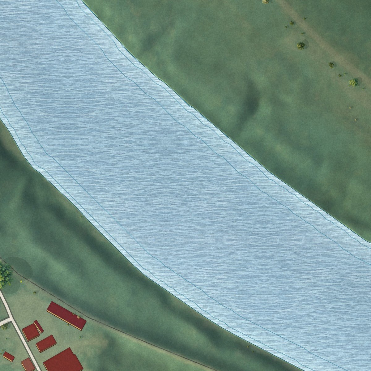 Second close-up of the map of Benton, Alabama print showing more streets and buildings