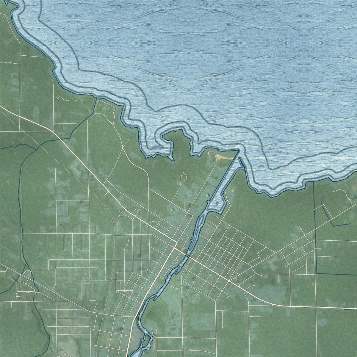 Second close-up of the map of Benton, Cheboygan County, Michigan print showing more streets and buildings