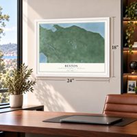 Benton, Cheboygan County, Michigan map, 18 x 24 inch print in a white frame in a home office