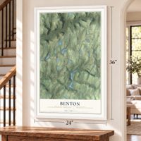 Benton, Lackawanna County, Pennsylvania map, 24 x 36 inch print in a white frame by a staircase