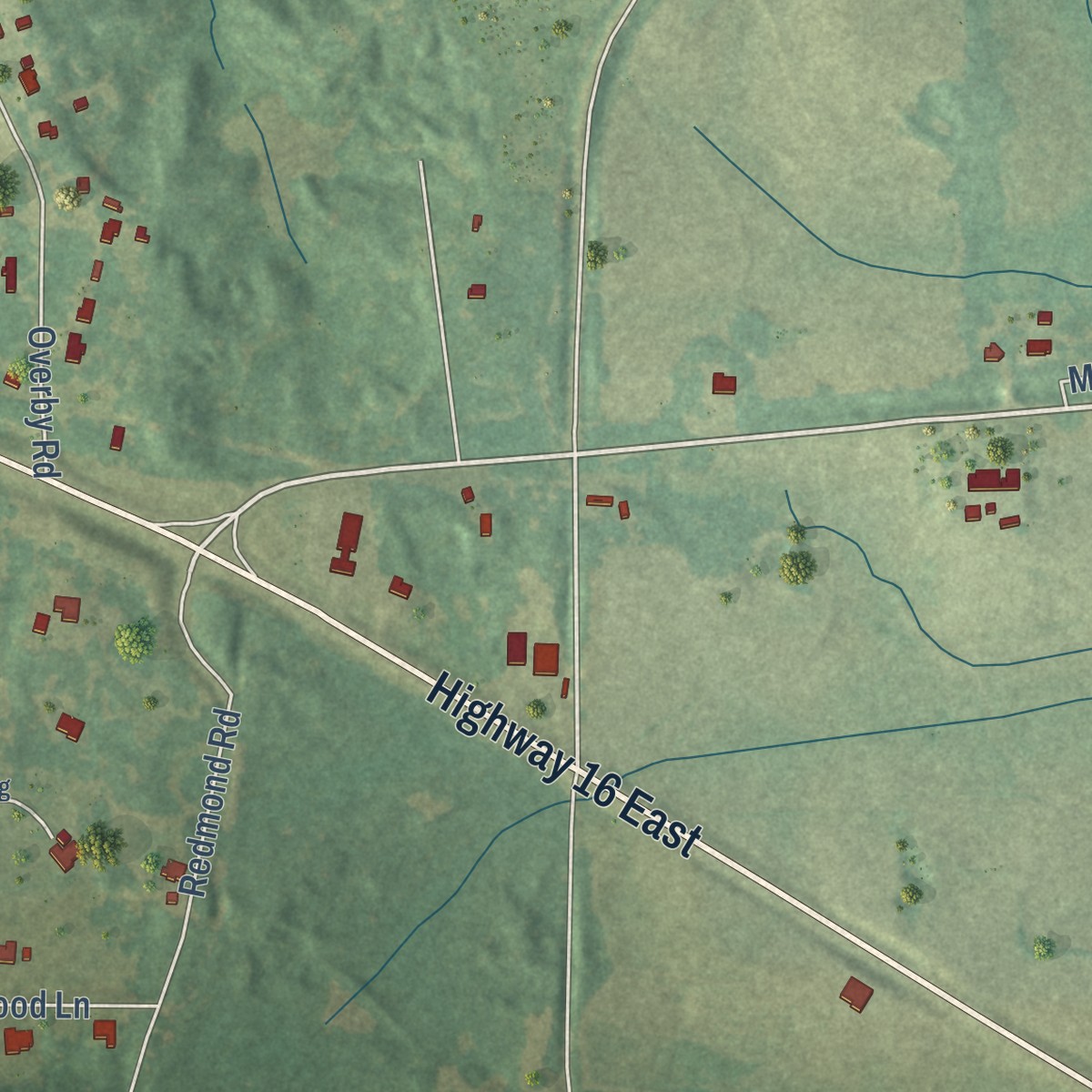 Second close-up of the map of Benton, Mississippi print showing more streets and buildings