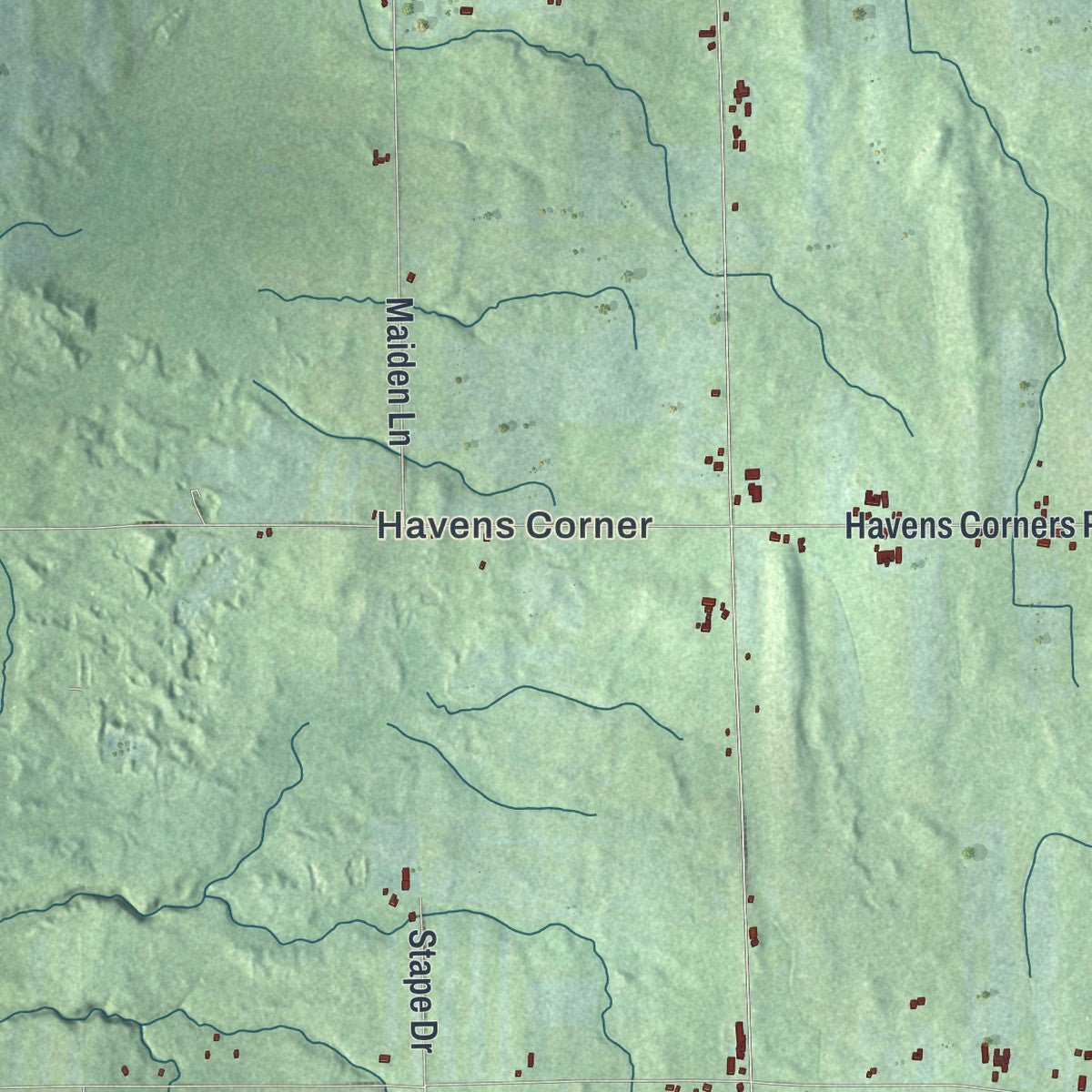 Second close-up of the map of Benton, New York print showing more streets and buildings