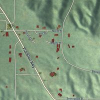Second close-up of the map of Benzonia, Michigan print showing more streets and buildings