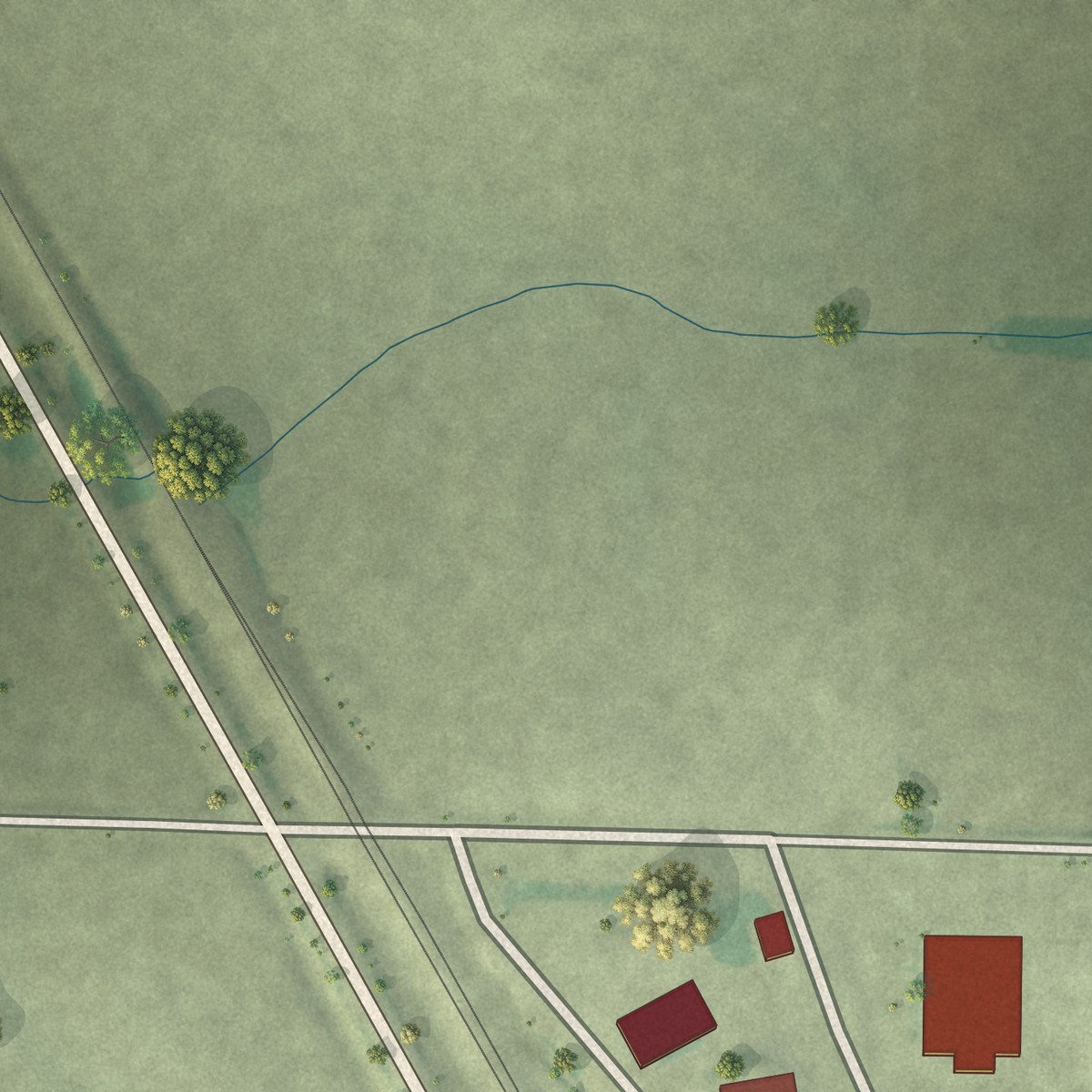 Second close-up of the map of Berea, Nebraska print showing more streets and buildings