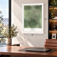 Berea, Nebraska map, 18 x 24 inch print in a white frame in a home office