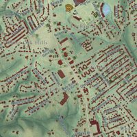 Second close-up of the map of Berea, South Carolina print showing more streets and buildings