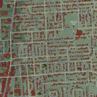 Second close-up of the map of Bergenfield, New Jersey print showing more streets and buildings