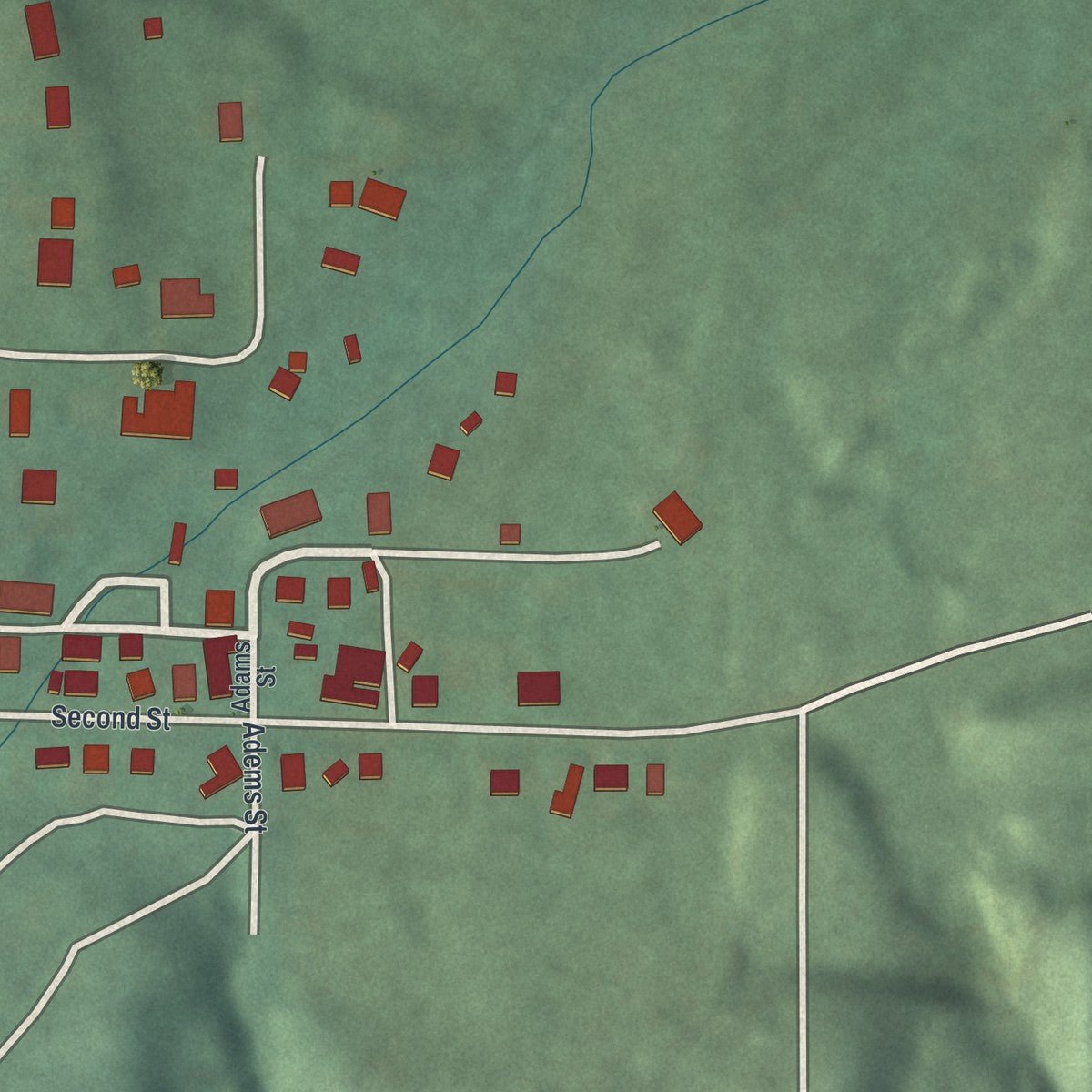 Second close-up of the map of Bergholz, Ohio print showing more streets and buildings