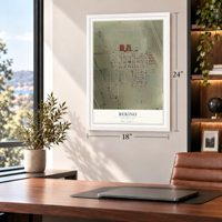 Berino, New Mexico map, 18 x 24 inch print in a white frame in a home office