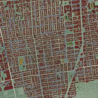 Second close-up of the map of Berkeley, California print showing more streets and buildings