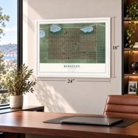 Berkeley, Colorado map, 18 x 24 inch print in a white frame in a home office