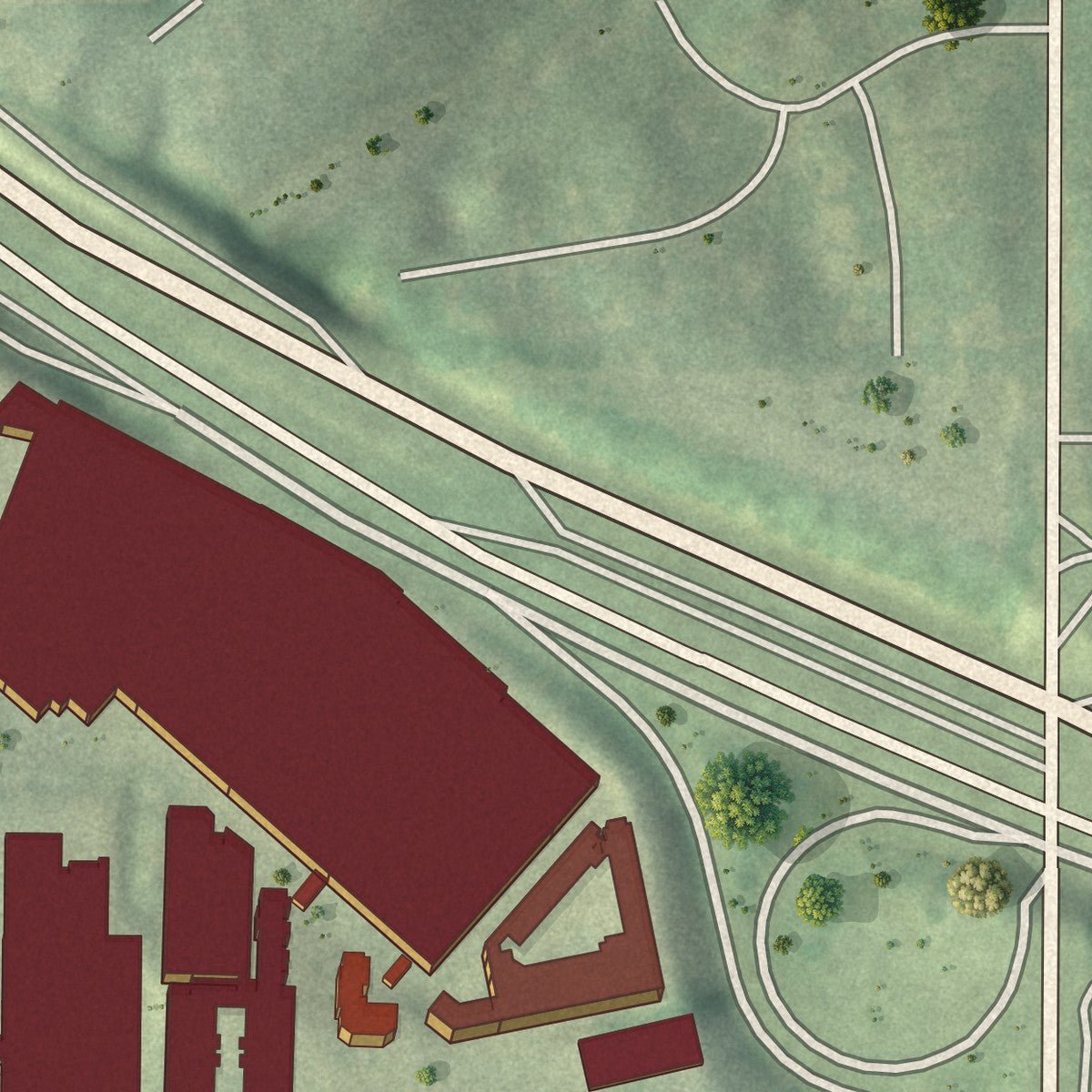 Second close-up of the map of Berkeley Park, Georgia print showing more streets and buildings