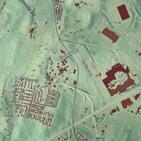 Second close-up of the map of Berkeley, West Virginia print showing more streets and buildings