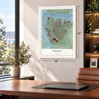 Berkley, Virginia map, 18 x 24 inch print in a white frame in a home office