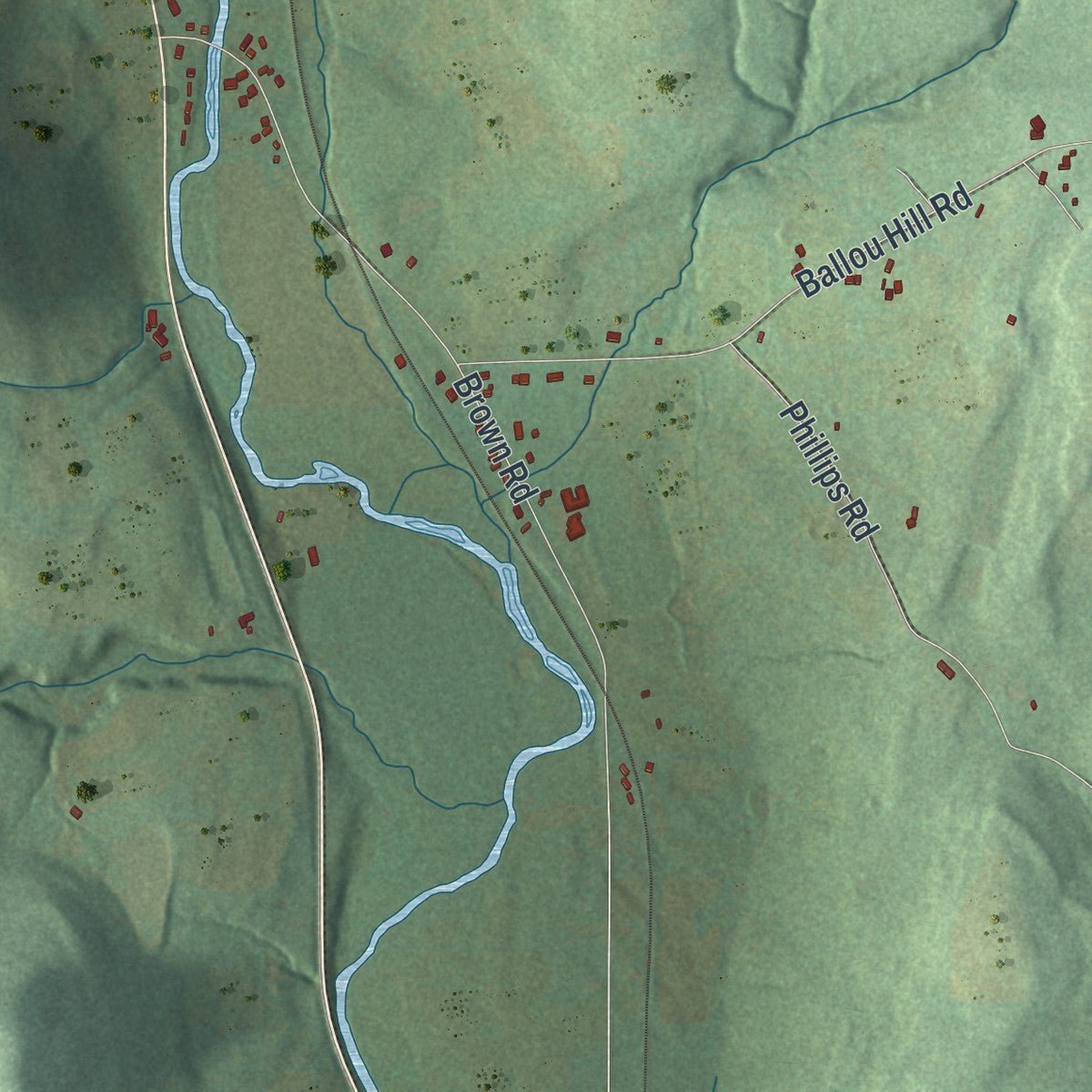 Second close-up of the map of Berkshire, New York print showing more streets and buildings