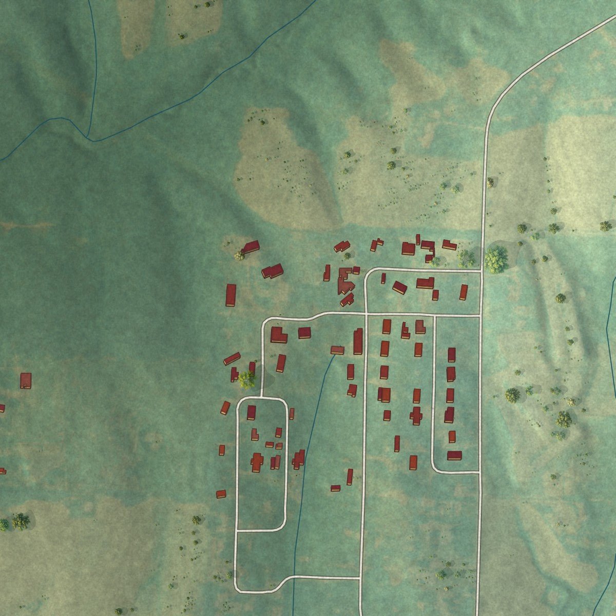 Second close-up of the map of Berlin, Alabama print showing more streets and buildings