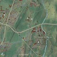 Second close-up of the map of Berlin, Connecticut print showing more streets and buildings