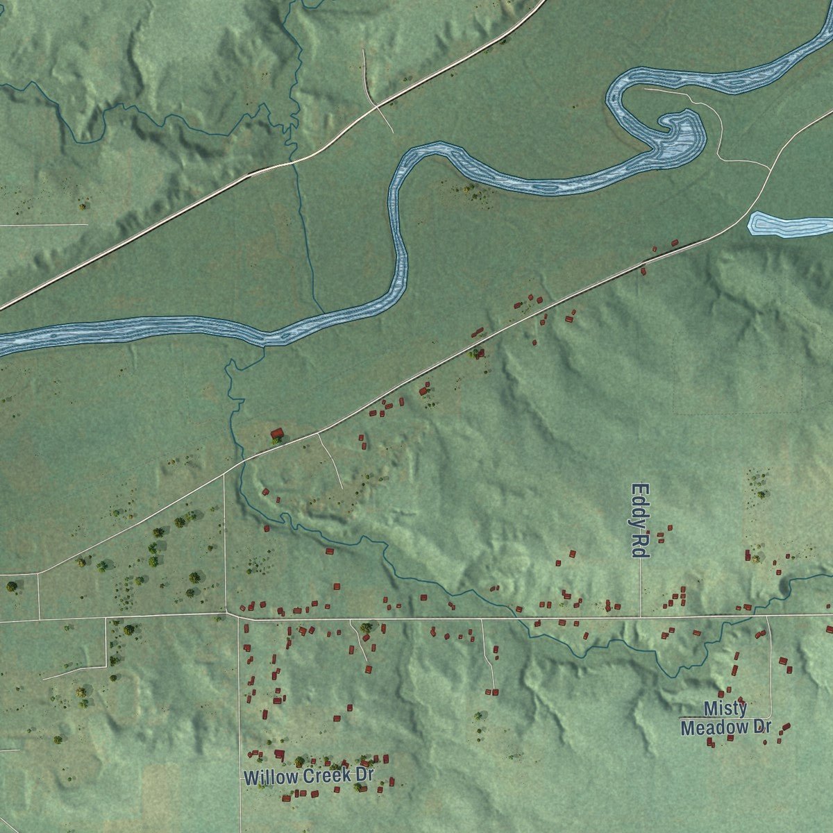 Second close-up of the map of Berlin, Ionia County, Michigan print showing more streets and buildings