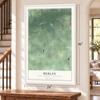 Berlin, Ionia County, Michigan map, 24 x 36 inch print in a white frame by a staircase