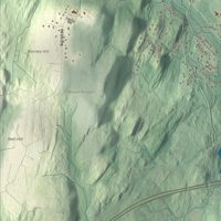 Close-up of the map of Berlin, Massachusetts print showing terrain and local geography