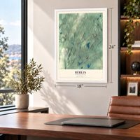 Berlin, Massachusetts map, 18 x 24 inch print in a white frame in a home office