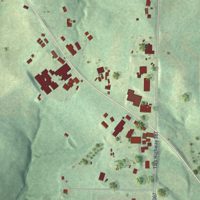Second close-up of the map of Berlin, Ohio print showing more streets and buildings