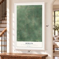 Berlin, St. Clair County, Michigan map, 24 x 36 inch print in a white frame by a staircase
