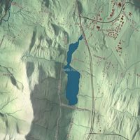 Close-up of the map of Berlin, Vermont print showing terrain and local geography