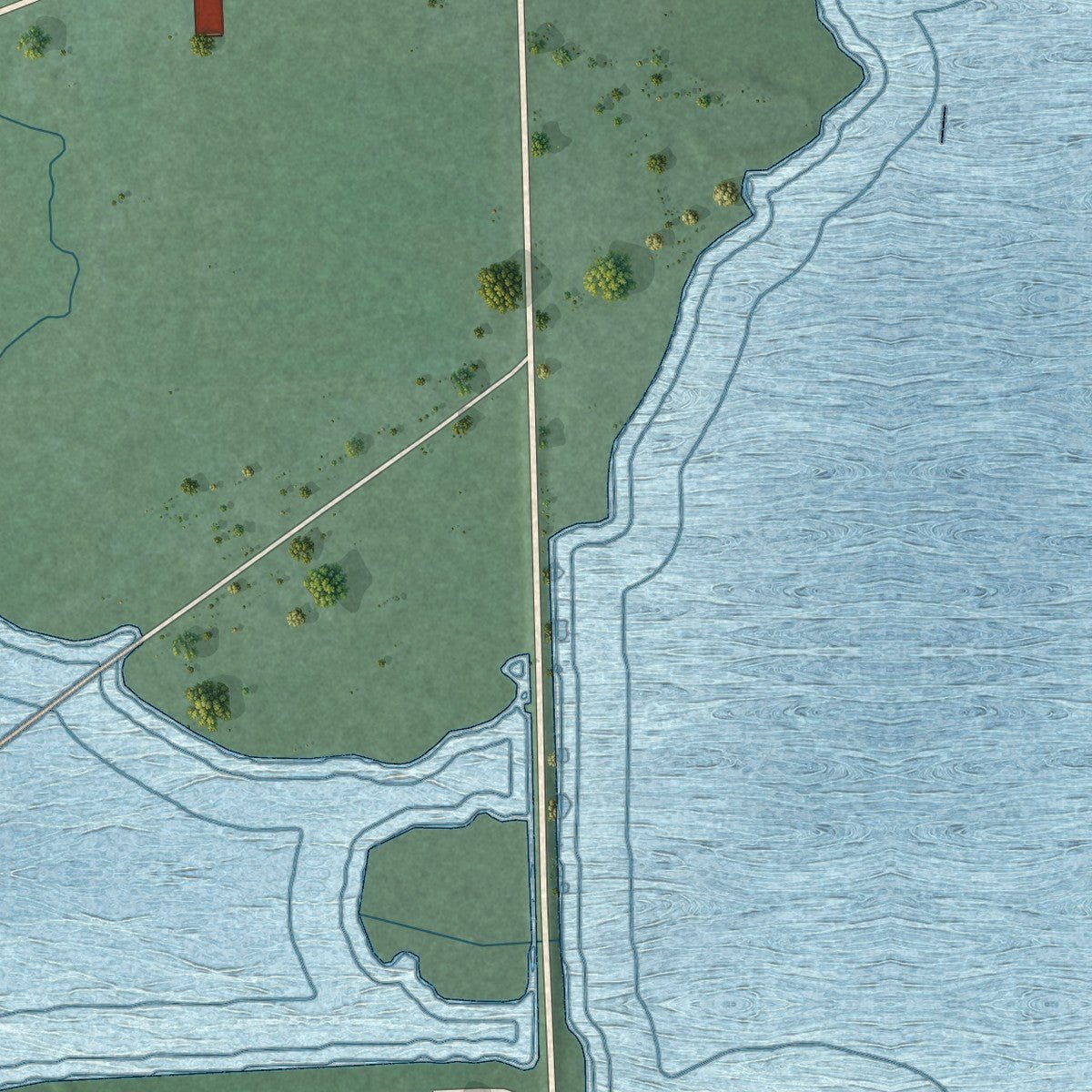 Second close-up of the map of Bernice, Oklahoma print showing more streets and buildings