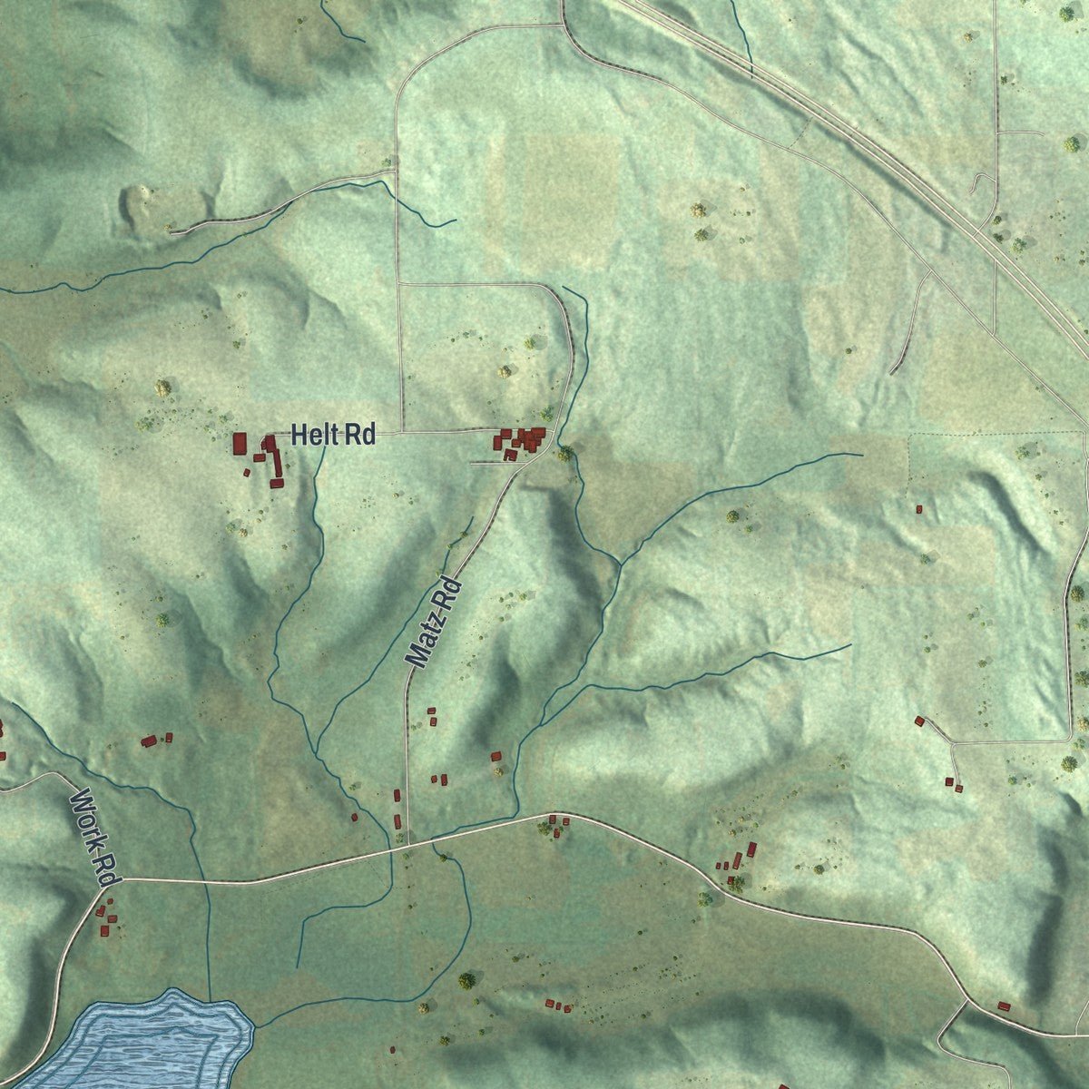 Second close-up of the map of Berry, Wisconsin print showing more streets and buildings