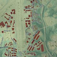 Second close-up of the map of Berryhill, North Carolina print showing more streets and buildings