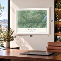 Berryton, Kansas map, 18 x 24 inch print in a white frame in a home office