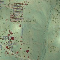 Second close-up of the map of Berryville, Arkansas print showing more streets and buildings