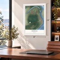 Berwick, Louisiana map, 18 x 24 inch print in a white frame in a home office