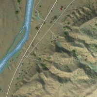 Second close-up of the map of Bessemer Bend, Wyoming print showing more streets and buildings