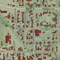 Second close-up of the map of Bethany, Illinois print showing more streets and buildings
