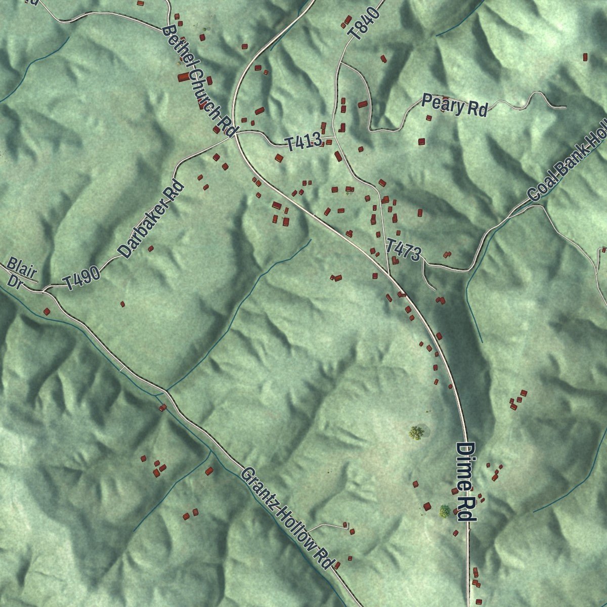 Second close-up of the map of Bethel, Armstrong County, Pennsylvania print showing more streets and buildings