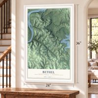 Bethel, Armstrong County, Pennsylvania map, 24 x 36 inch print in a white frame by a staircase