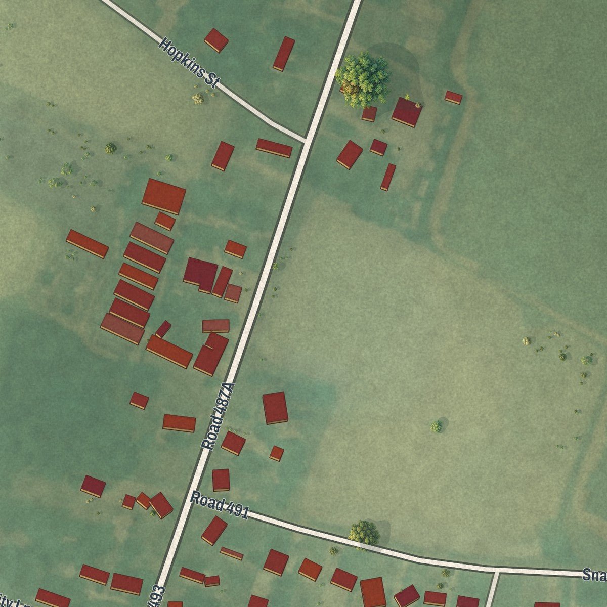 Second close-up of the map of Bethel, Delaware print showing more streets and buildings
