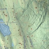 Second close-up of the map of Bethlehem, Connecticut print showing more streets and buildings