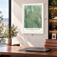Bethlehem Village, Connecticut map, 18 x 24 inch print in a white frame in a home office