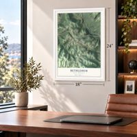 Bethlehem, West Virginia map, 18 x 24 inch print in a white frame in a home office