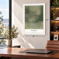 Bethune, Colorado map, 18 x 24 inch print in a white frame in a home office