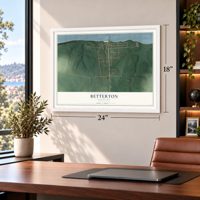 Betterton, Maryland map, 18 x 24 inch print in a white frame in a home office