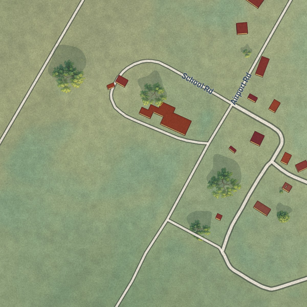 Second close-up of the map of Bettles, Alaska print showing more streets and buildings